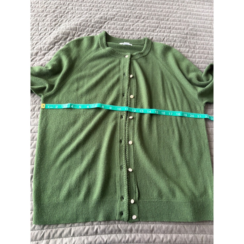 Hampshire Studio Green Button Front Cardigan Sweater XL Rhinestone Button Raglan - Picture 6 of 9